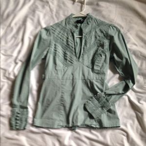 BCBG XS very light blue long sleeve 'fancy' blouse